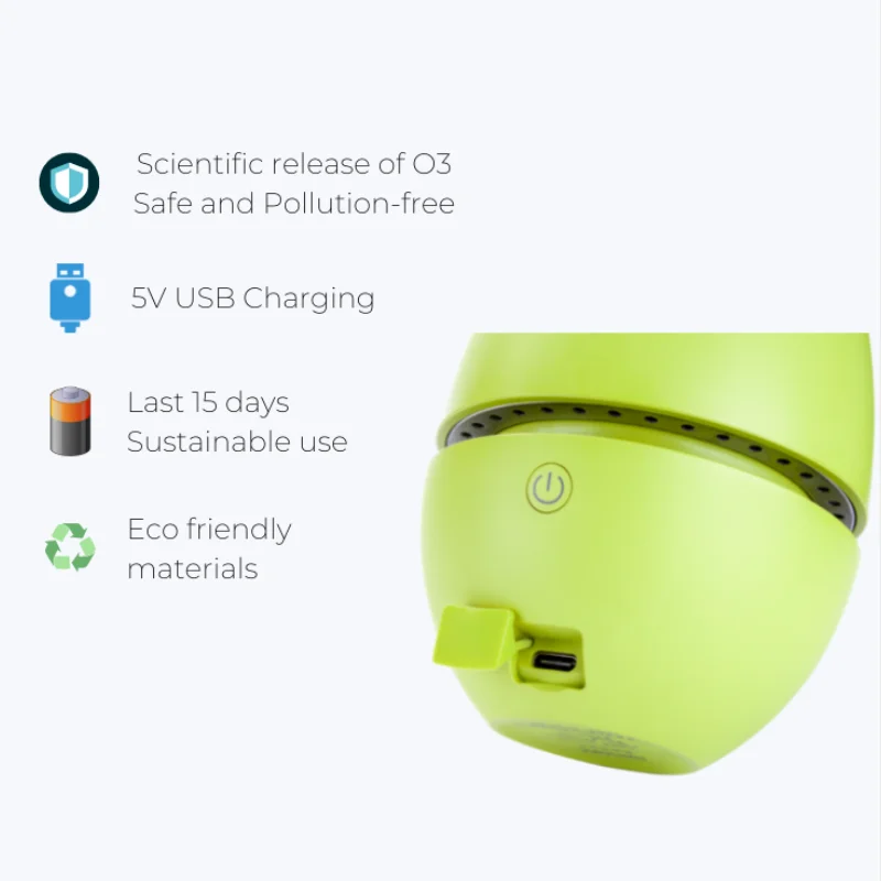 Фото Умный USB-дезодоратор для холодильника, озоновый очиститель воздуха, перезаряжаемый устранитель запахов, умный мини-освежитель для холодильника и автомобиля №5