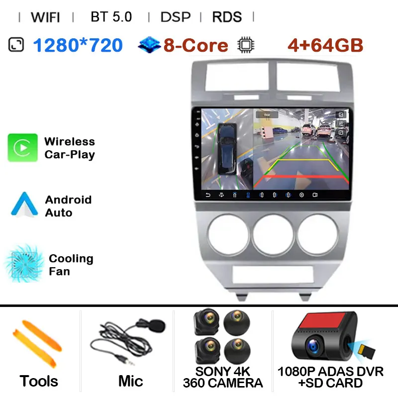 

Автомагнитола на Android 14, автомобильный DVD-проигрыватель для Dodge Caliber Jeep Compass 1 MK Patriot 2006-2010, 2din, видеопроигрыватель с навигацией