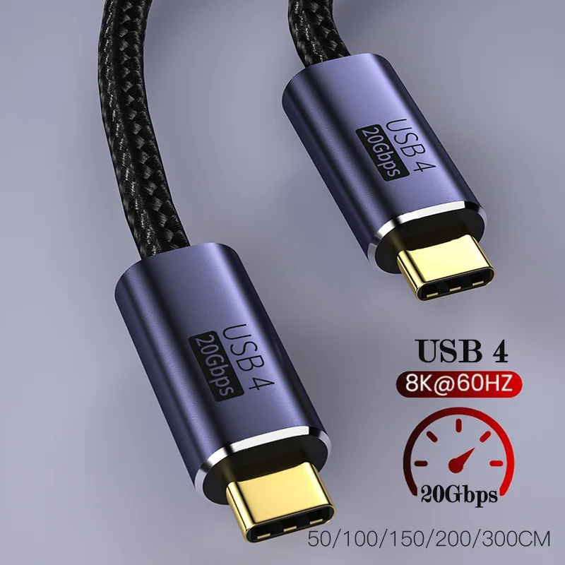 Кабель USB 4 Thunderbolt 3/4 20 Гбит/с 100 Вт C быстрая зарядка поддержка HD-видео 8K @ 60 Гц
