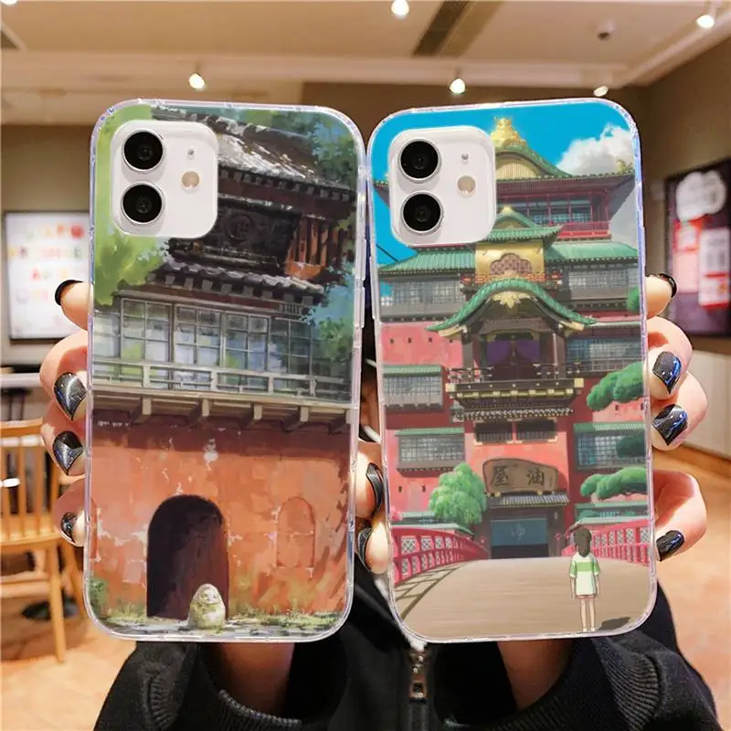 

Spirited Away Anime Phone Case Transparent for iPhone 13 12 pro Mini XS MAX 6 8 7 Plus X SE 2020 XR iPhone 11 13 Phone Covers