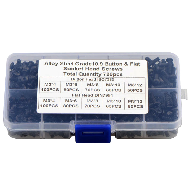 720 шт. набор болтов с шестигранным углублением из углеродистой стали | Винты