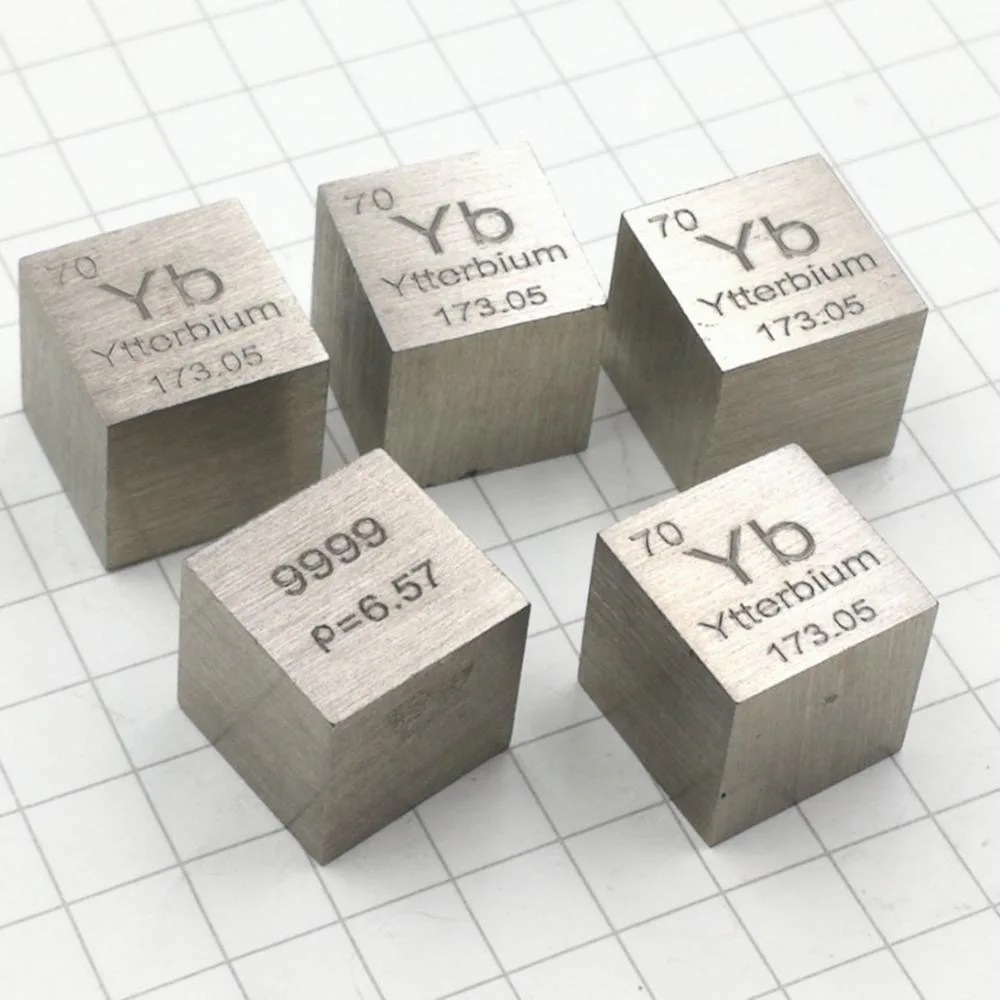 Rare Earth Ytterbium metal 99.99% Element Yb 10x10x10mm Density Cube pure in Periodic |
