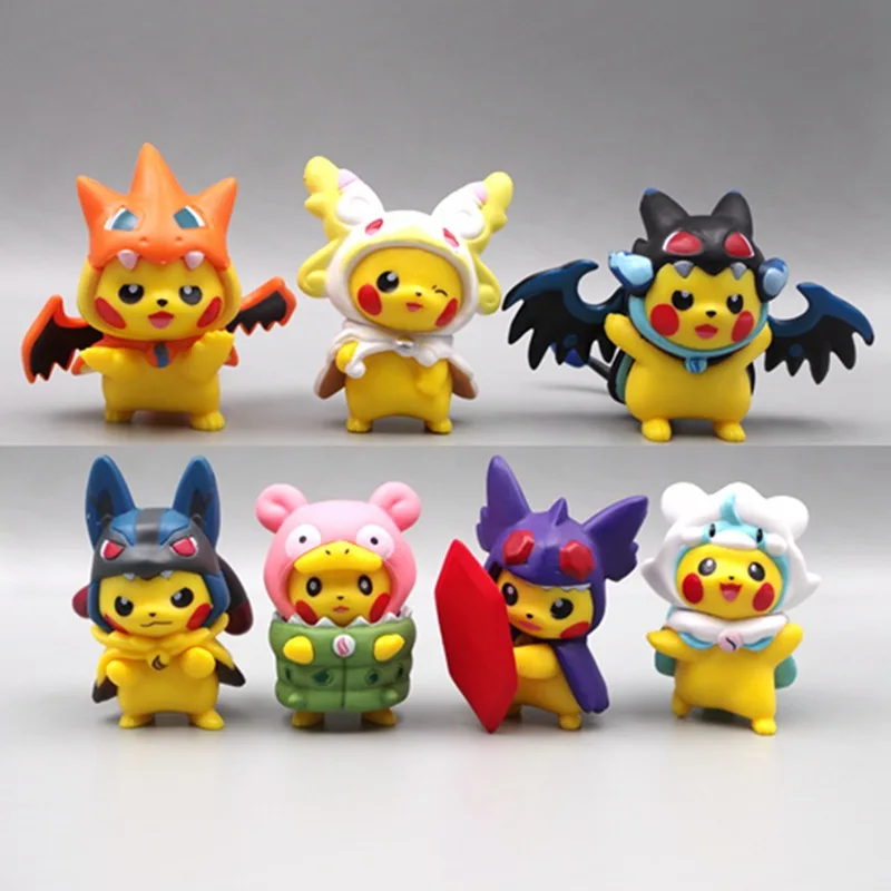 

7pcs/set Anime Pikachu Cosplay PVC Action Figures Toys Model Statue 7cm