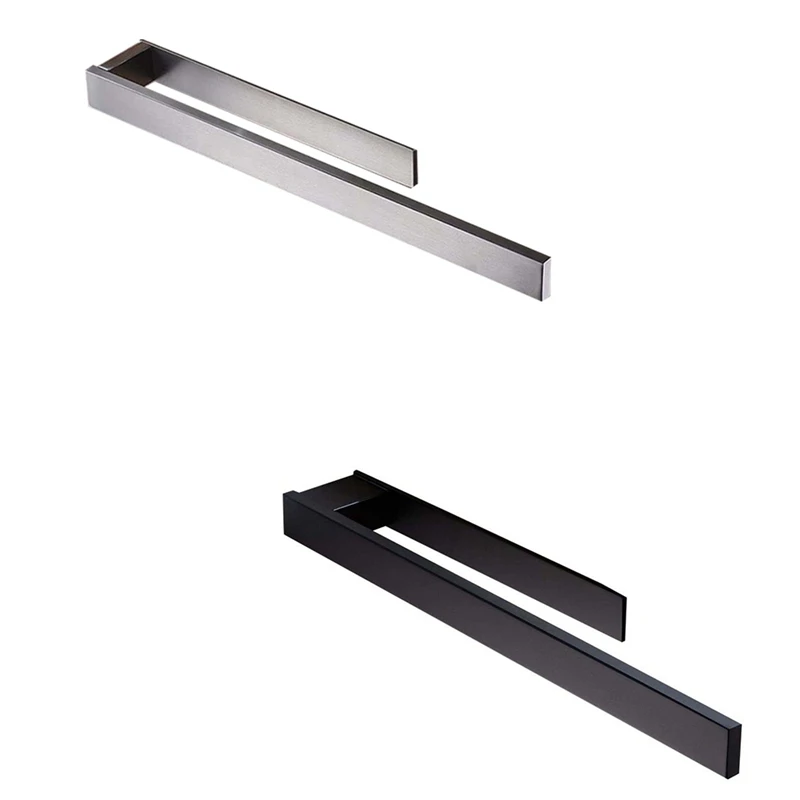 Rack - Self Adhesive No Punch Towel Rack 39cm Black Bathroom