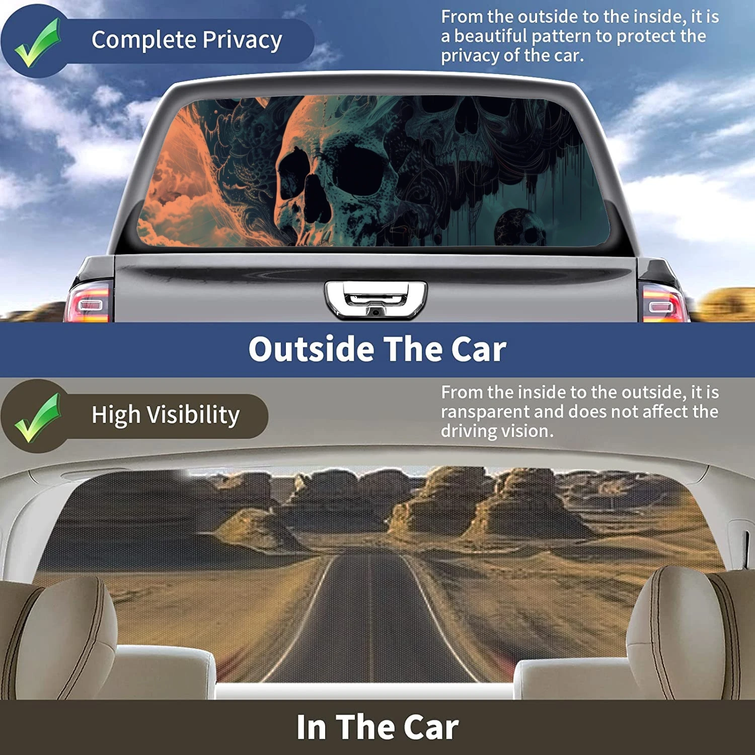 Фэнтезийная картина с черепом наклейка на заднее стекло автомобиля подходит для