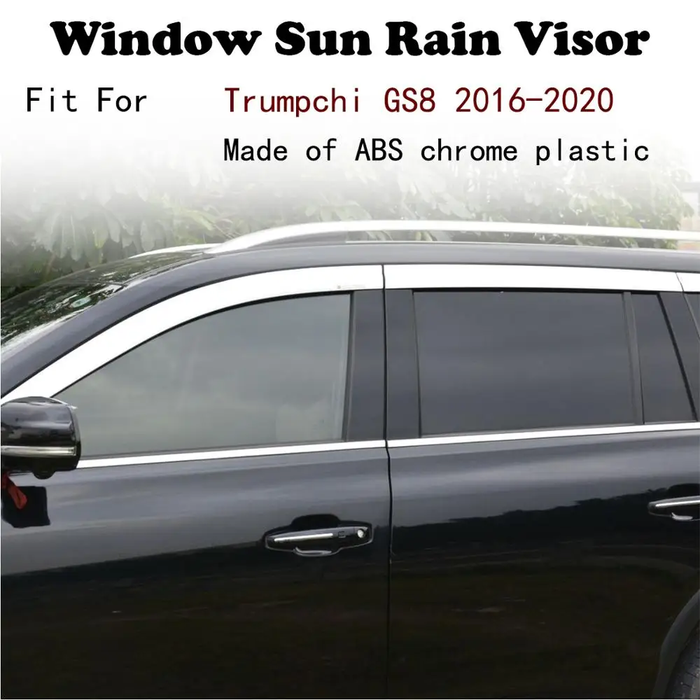 

ABS Chrome plastic Window Visor Vent Shades Sun Rain Guard car accessories For Trumpchi GS8 2016-2020