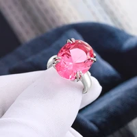 hot selling new fashion atmospheric oval pink female ring new creative fashion geometric zircon ring for women jewelry