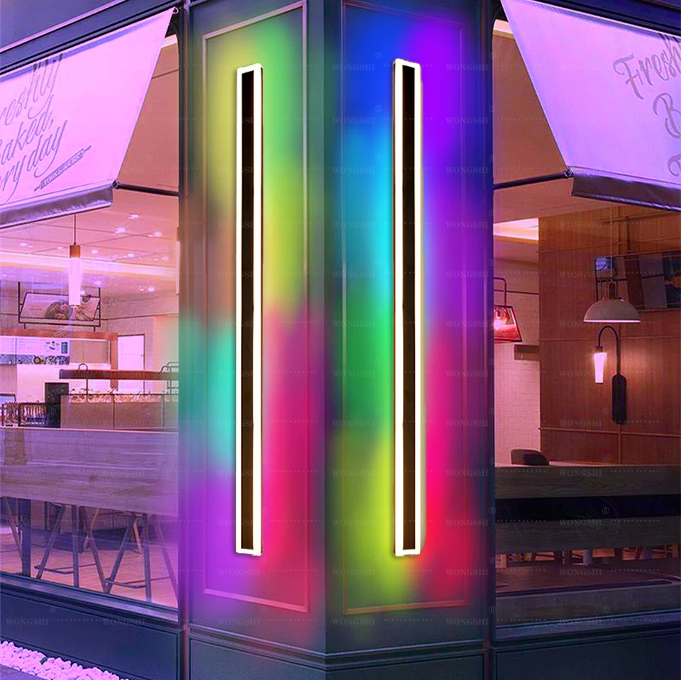 Modern Waterproof LED Long Strip Wall Lamp RGB Outdoor IP68 Aluminum Porch Garden Sconce Villa 110/220V Light Luminaire |
