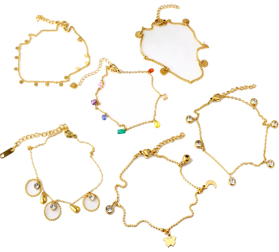 

ASON Bohemian Mini Round Coin Bead Pendant Anklets For Women Stainless Steel Leg Bracelet Charm On Foot Summer Beach Accessories