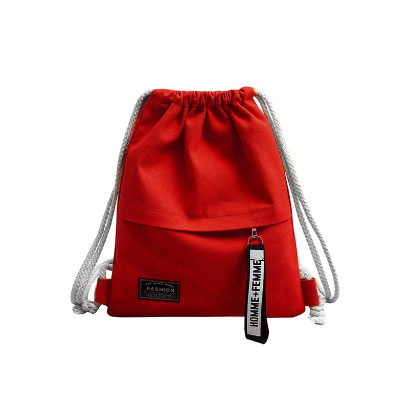 

Fashion School Gym Drawstring Bag Canvas Drawstring Backpack Casual String Knapsack School Back Pack Storage For Teenager Women