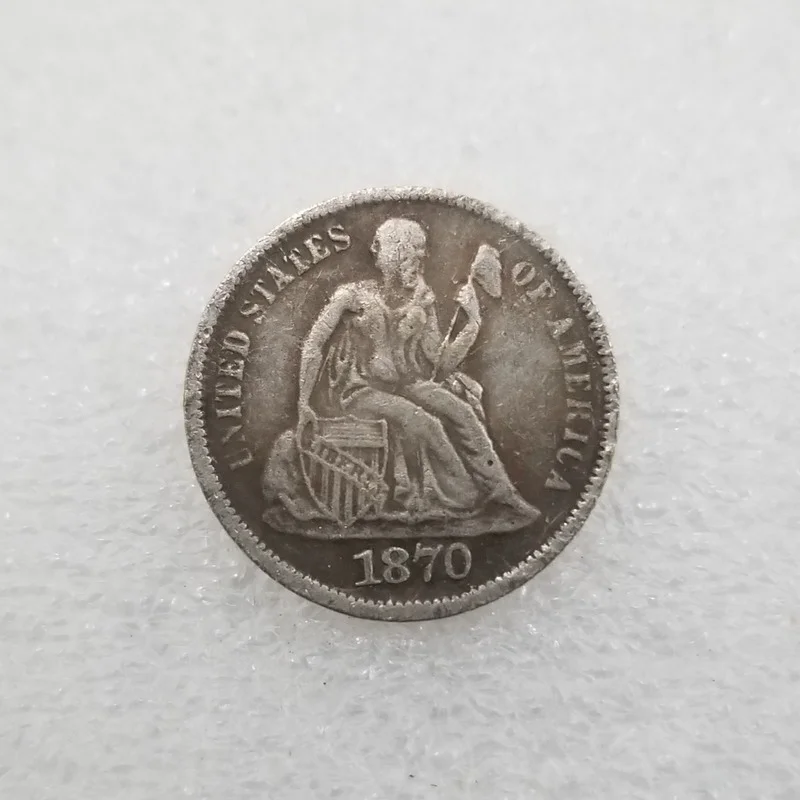 

American 1870 S Version One Dime Brass Silver-plated Commemorative Collectible Coin Gift Lucky Challenge Coin