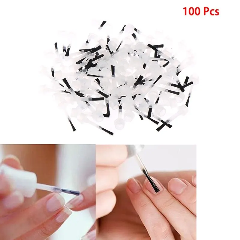 

100Pcs/lot Nail Polish Applicator Brushes Replacement Liquid Dipping Gel Brushes For Salon Nail Art DIY Beauty Manicure Tool