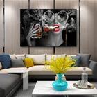 Плакат на холсте с изображением курительной и питьевой гриль, для бара, модный макияж, Женская Настенная картина, украшение для дома, без рамки