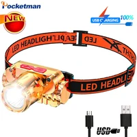 led headlamp super bright usb rechargeable long range headlight lightweight head lamp waterproof head flashlight 18650