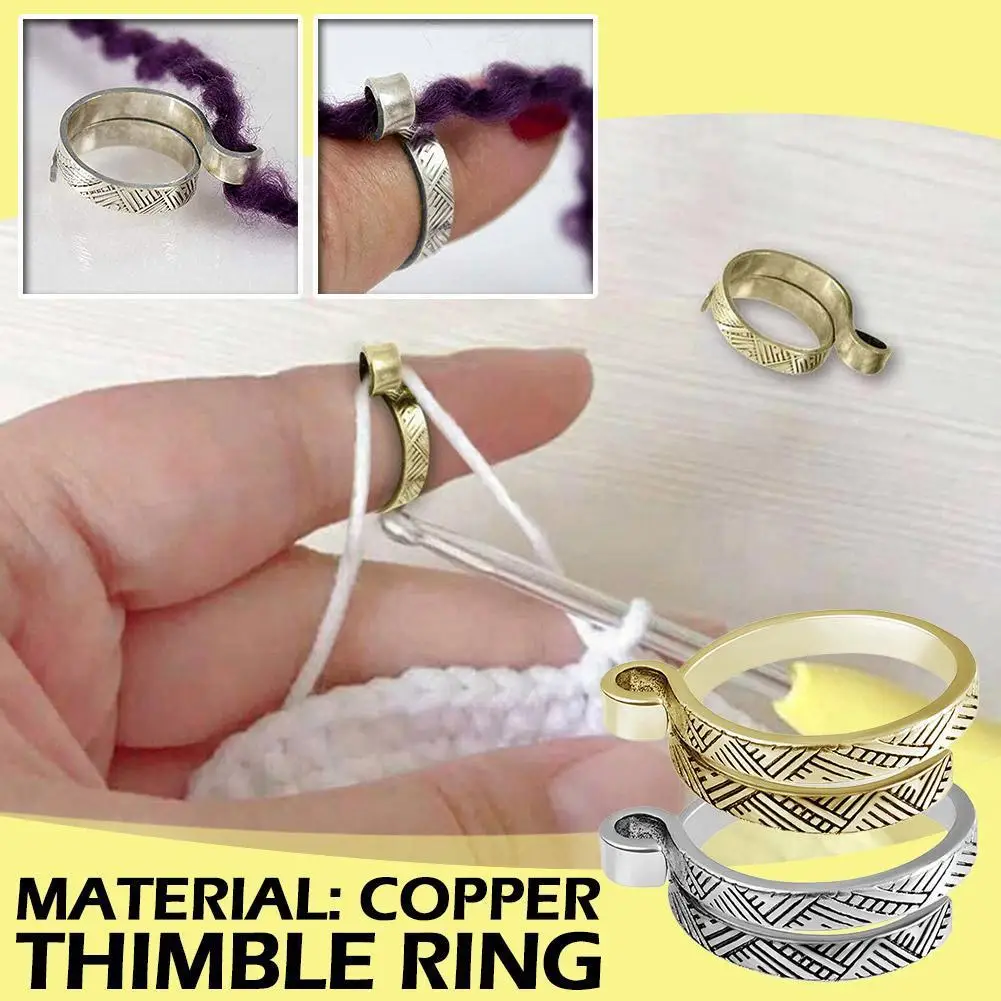 

2 Pcs Knitting Tools Crochet Loop Tool Sewing Finger Yarn Puller Open Wear Accessories Thimble Adjustable K5l4