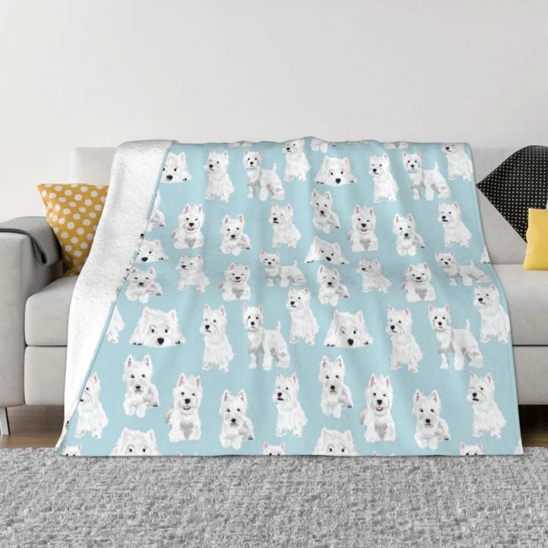 

West Highland Terrier Dog Cute Puppy Blanket Flannel Spring Autumn Warm Throw Blanket for Sofa Travel Plush Thin Quilt