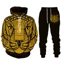 tiger king winter men women hoodies set 3d printed tracksuit long sleeve sweater trousers casual outfits sport suit streetwear