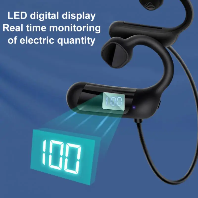 

Music Earphone Waterproof Digital Power Display Wireless Headphone 300mah Not In-ear Bone Conduction Bluetooth Headset