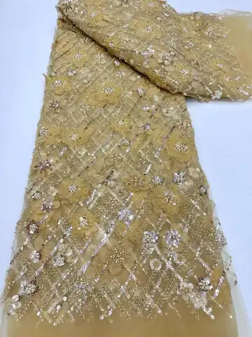 Африканская нигерийская 3D кружевная вышивка для жениха 2024 Высококачественная французская Тюлевая кружевная ткань с блестками для семейного рождественского платья