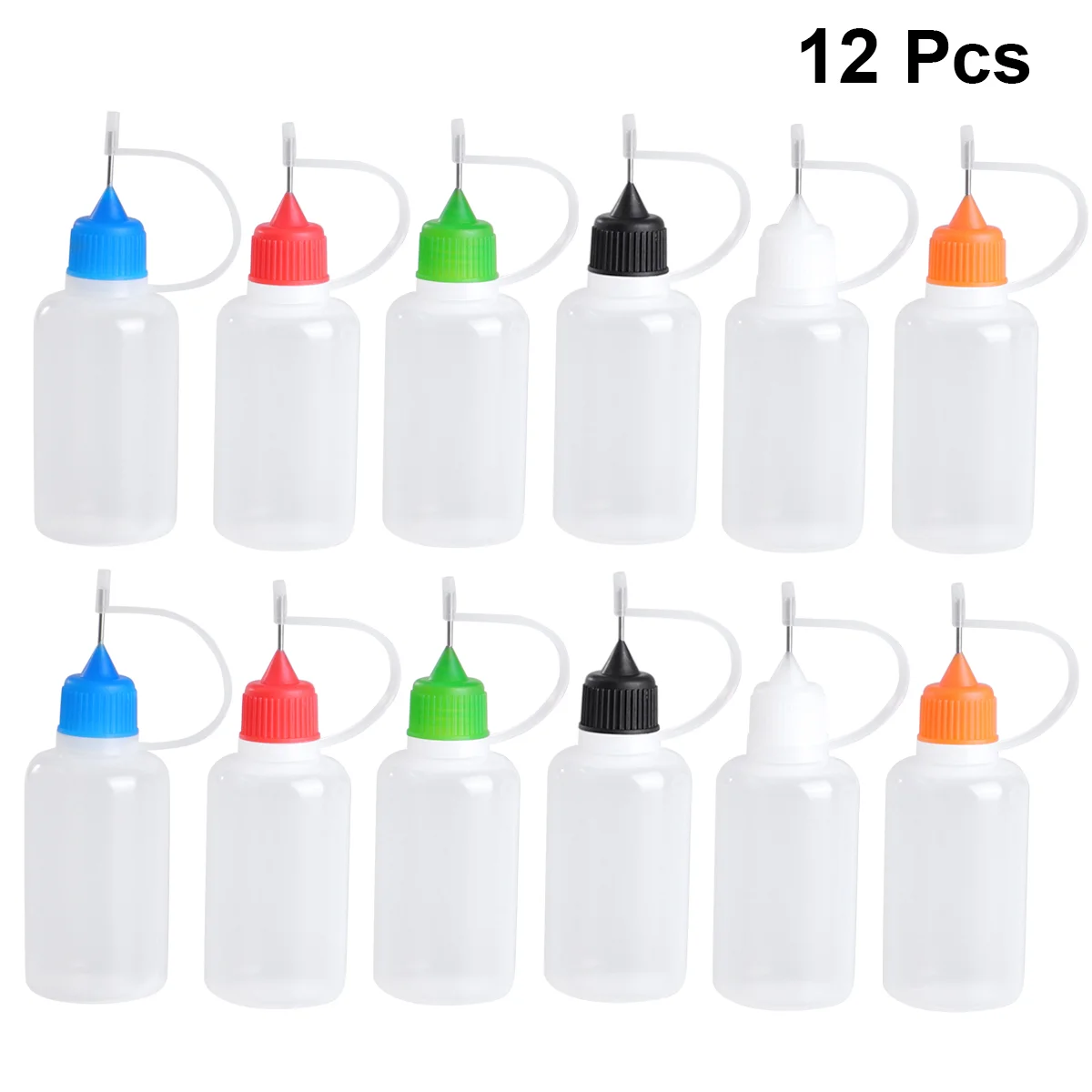 

12pcs Empty Ink Bottles Pigment Bottles with Cap Supplies 30ml Black Red Blue Green Orange White