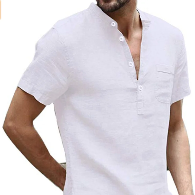

2022 Summer New Men's Short-Sleeved T-shirt Cotton and Linen Led Casual Men's T-shirt Shirt Male Breathable Polo Shirts S-3XL
