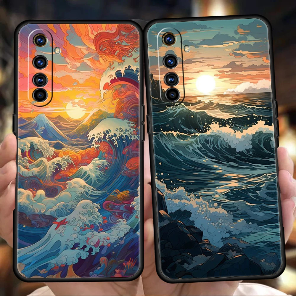 Sea Waves Phone Case For Oppo A3S A15 A17 A31 A95 Find X5 X6 Pro A54 A53 A52 Reno 6 7 8 SE Z 5G Silicone Cover Capas Bags