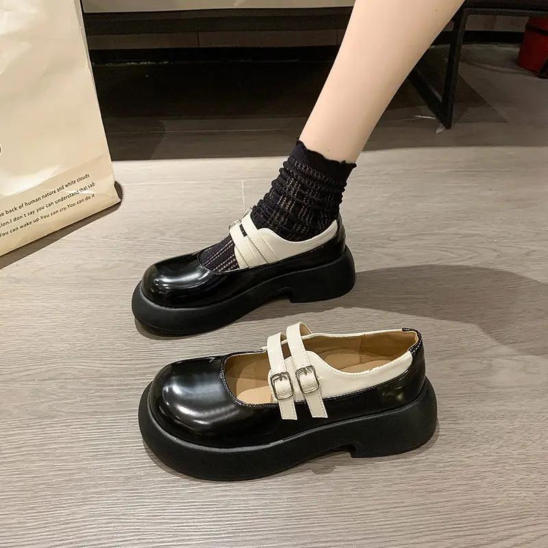 

Женская обувь на платформе, разноцветная модная женская обувь, оксфорды, универсальные сабо в британском стиле, Новинка лета 2023, Классическая Кожа