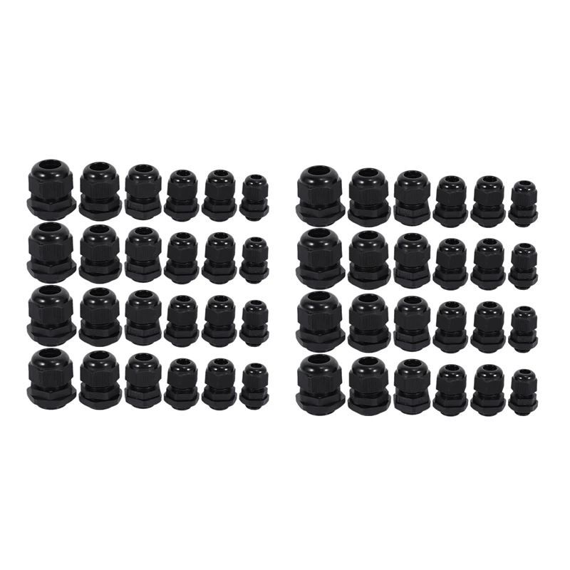 

HOT SALE 48 Pcs Plastic Waterproof Adjustable 3.5 - 13Mm Cable Gland Joints, PG7, PG9, PG11, PG13.5, PG16, Pack Of 24