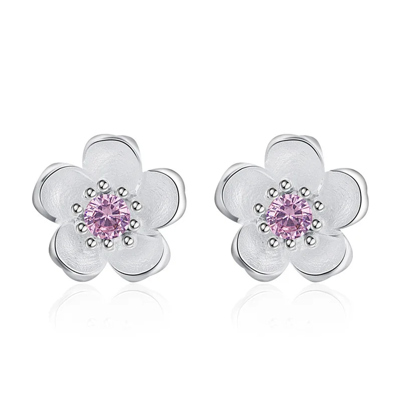 Женские серьги-гвоздики с кристаллами серебряного цвета