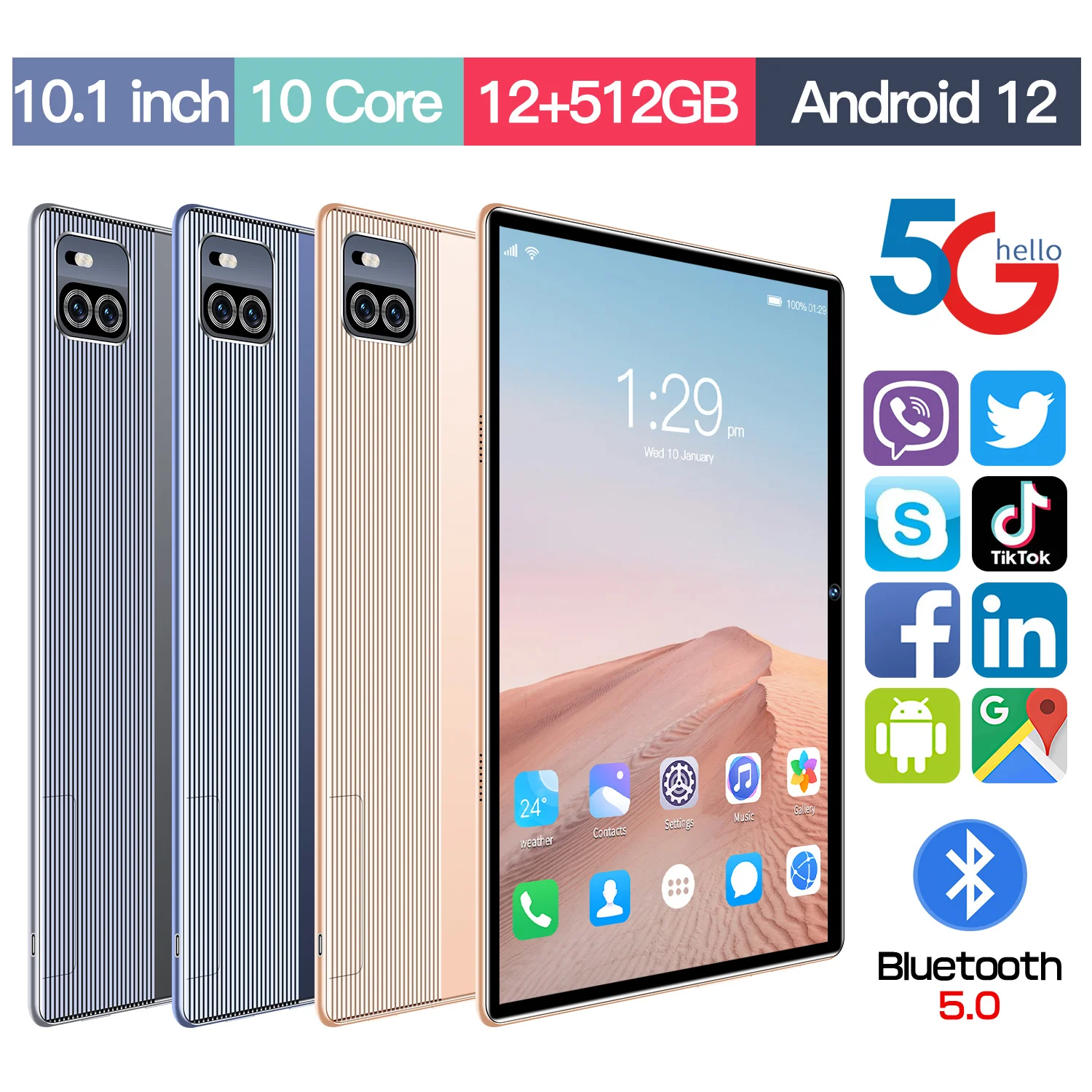 

10,1-дюймовый планшет с Android 12, 10,1 ГБ, Wi-Fi, S Pen AKG, два динамика, процессор Qualcomm 512, 870 мАч