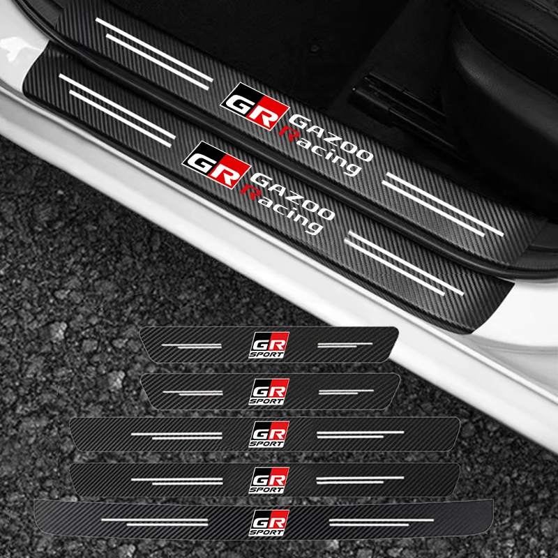 

GR спортивный логотип, Накладка на порог двери автомобиля для Toyota HV YARiS RZ RC RS C-HR Corolla Prius Harrier, наклейки на пороги из углеродного волокна