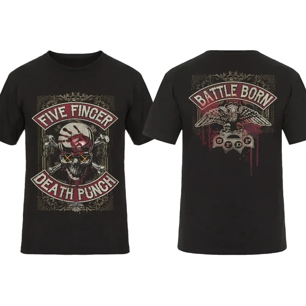 LE 2024 модная мужская футболка двусторонняя байкерская Skully черная с пятью пальцами