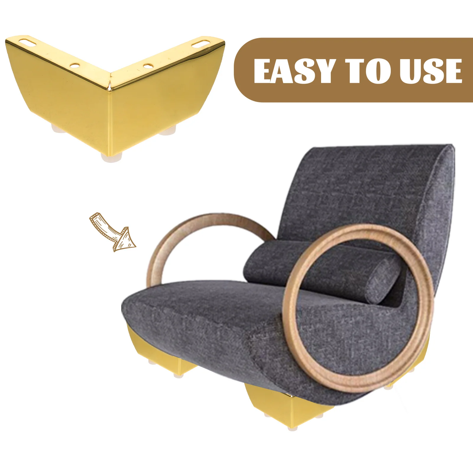 

4 Pcs Iron Sofa Legs Replacement Gold Vanity Tray Stool Couch Feet Table Metal Furniture Support Universal Chair