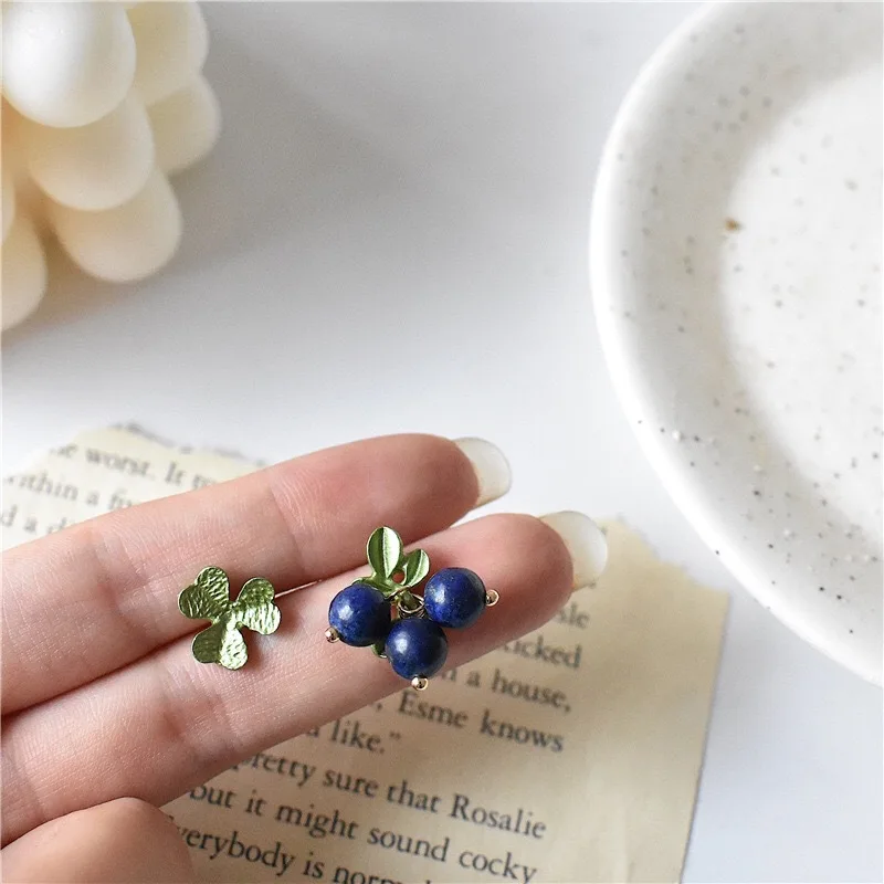 

Small Cartoon Cute Earrings for women Korean Blueberry Stud Earrings Girls Asymmetrical Boho Brincos Creative Fashion Jewelry
