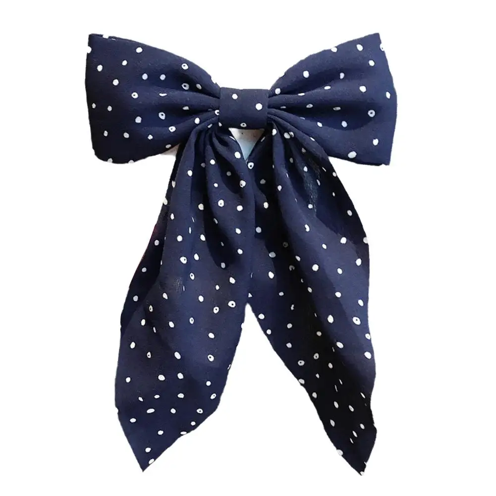 Новинка стильная волнистая заколка в горошек с большим бантом простая Корейская
