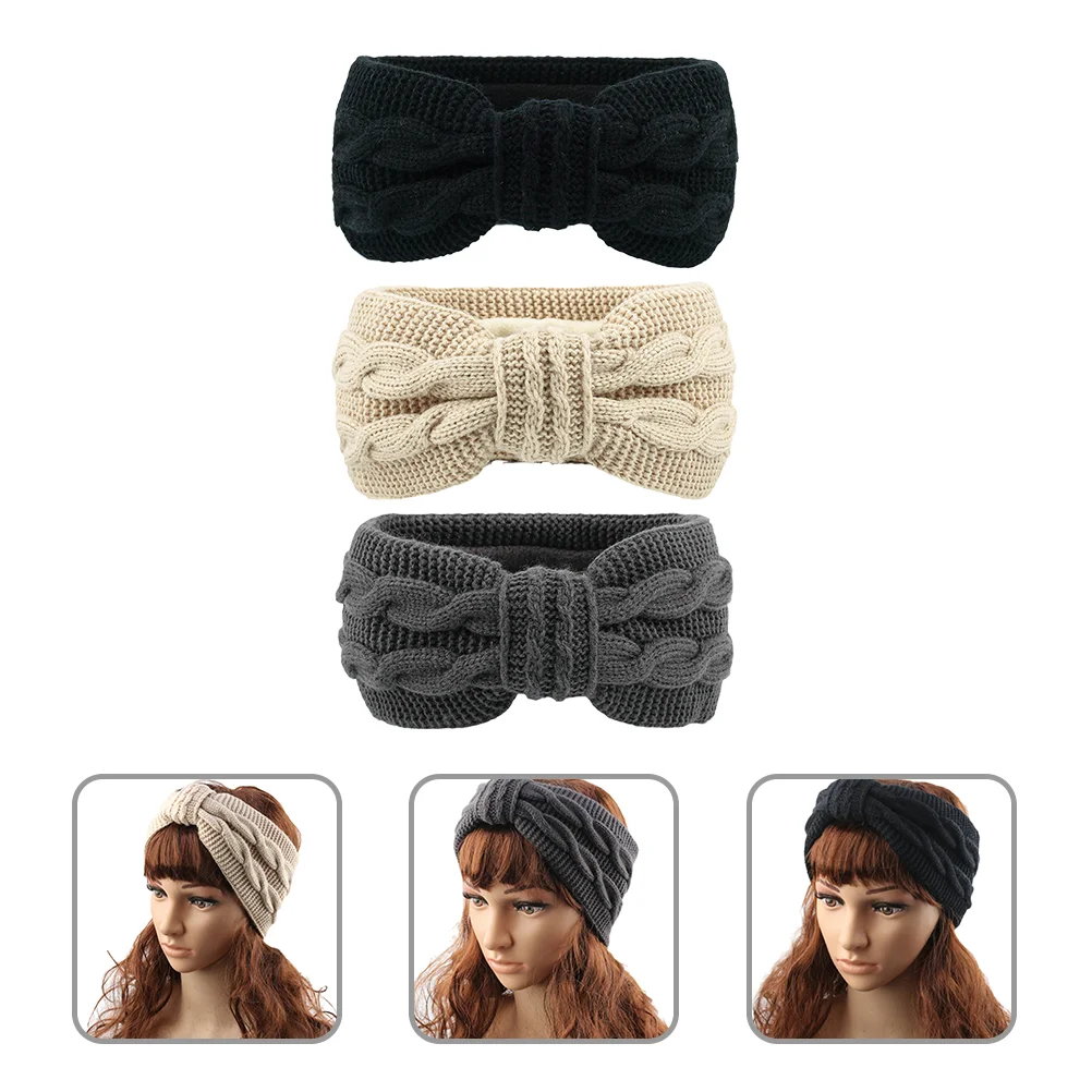 

3pcs Winter Headband Ear Warmer Hairband Twisted Hairband Headdress
