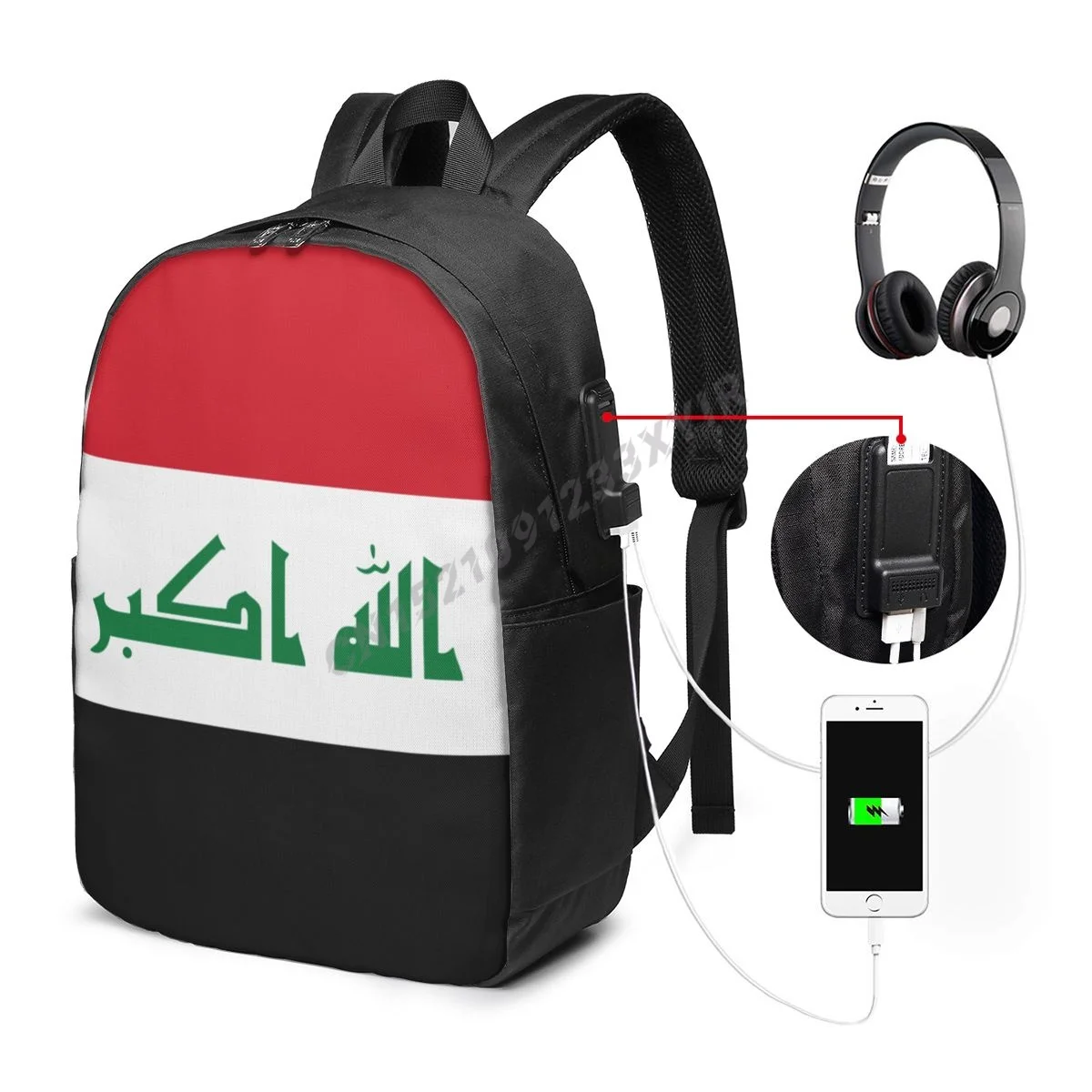 

Backpack Iraq Flag Iraqans Country Map IT'S IN MY DNA Fans Student Schoolbag Travel Casual Laptop Back Pack Unisex