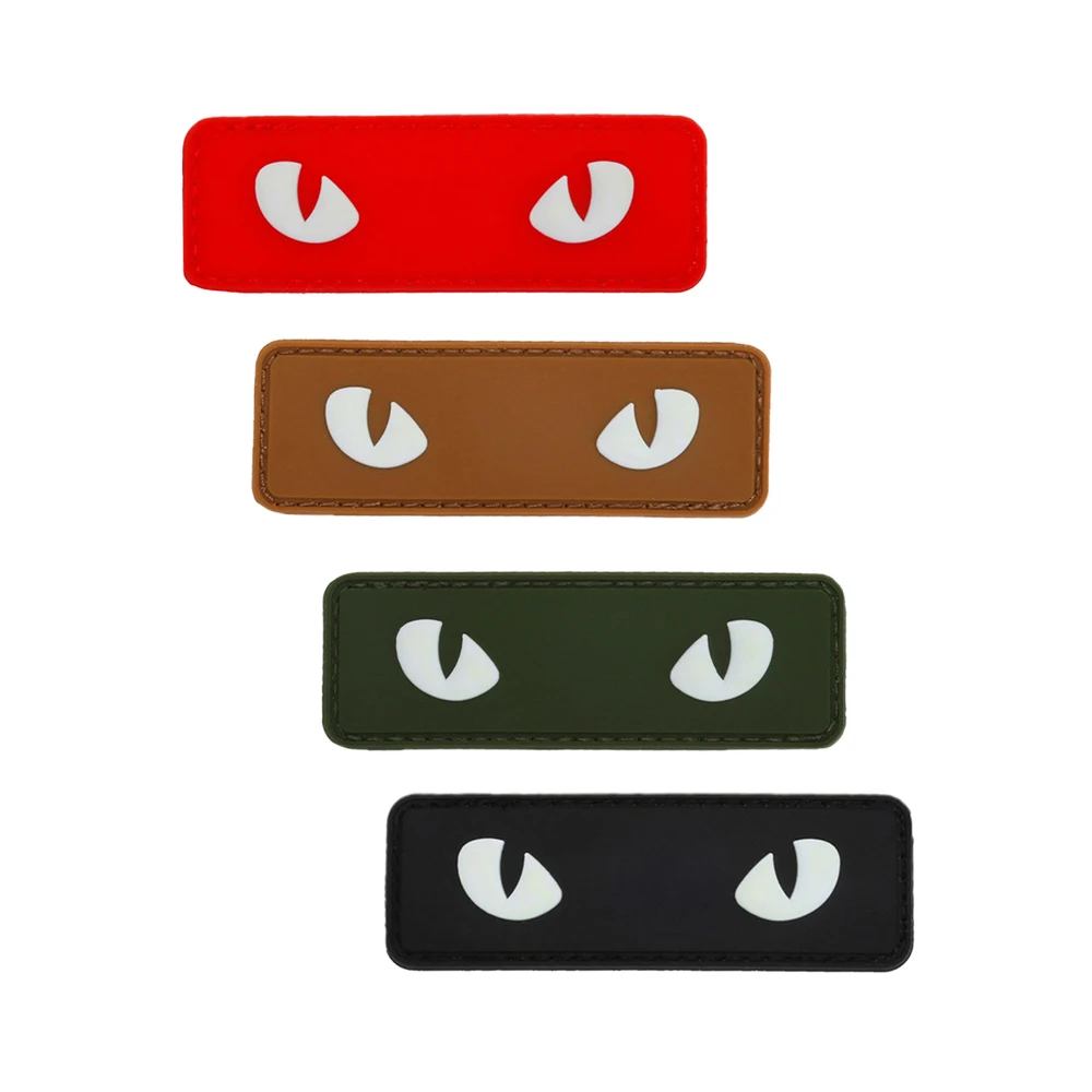 PVC Luminous Cat Eye Hook and Loop Patch Demon Tactical Morale Badge Clothing Accessories Military Identification Cloth Sticker