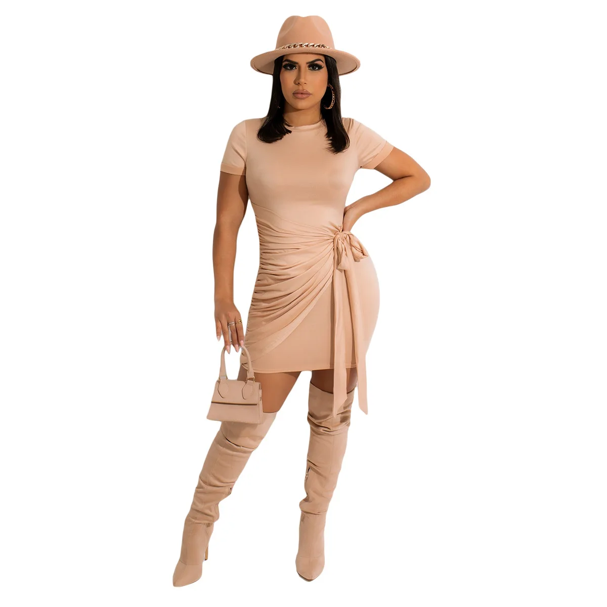 

Round Neck Short Sleeve Women Pencil Dress Summer Women Casual Dress