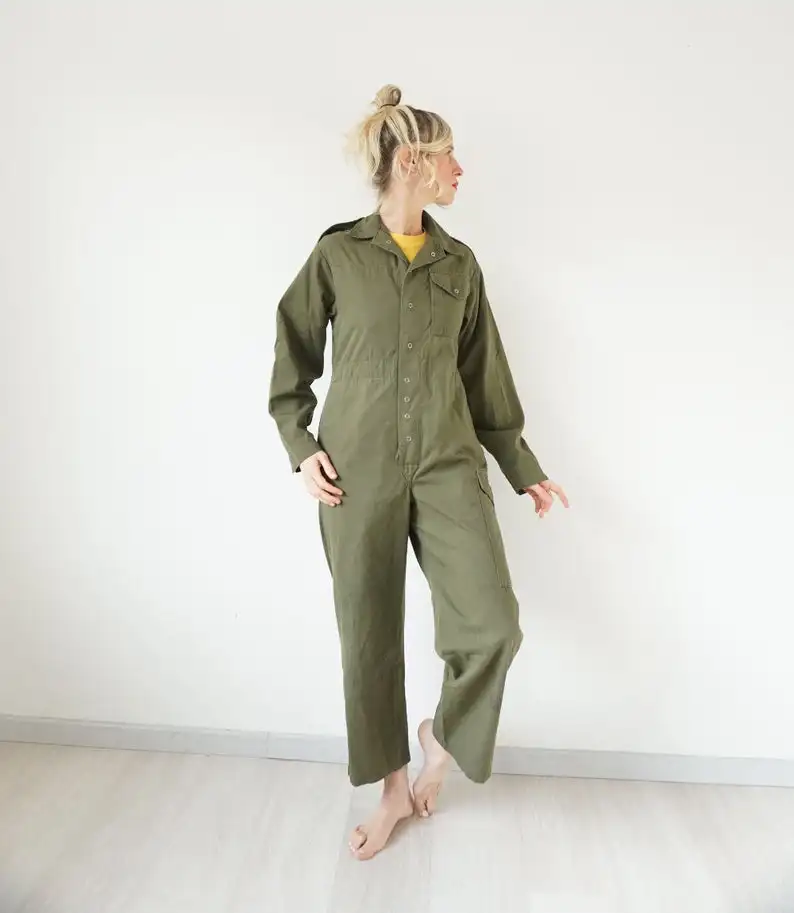 Homemade Army green jumpsuit pure cotton tooling spring new thin street shooting star loose large size YUTU&MM casual pants