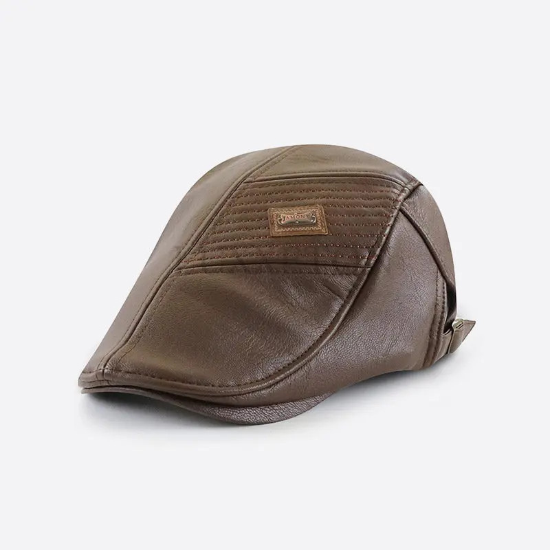 

Cap PU Imitation Leather Hat Men's Warm Beret New Male Bone Dad's Hat Adjustable Size Novelty Casual Sports Cap