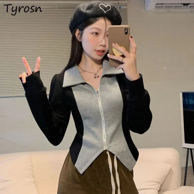 

Футболки женские облегающие пикантные универсальные милые Лоскутные весенние кроп-образные женские креативные Простые ретро модные