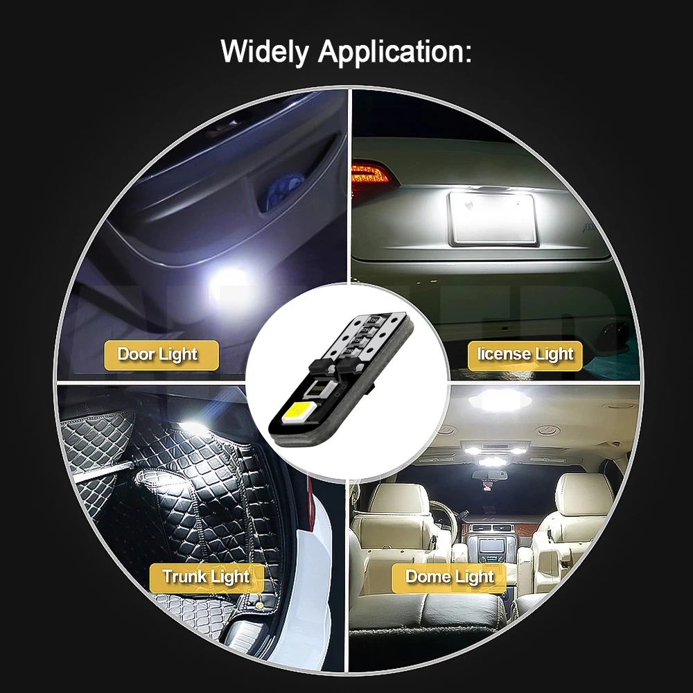 10 шт. автомобисветодиодный СВЕТОДИОДНЫЕ Лампы Canbus T10 W5W 194 501 для салона автомобиля