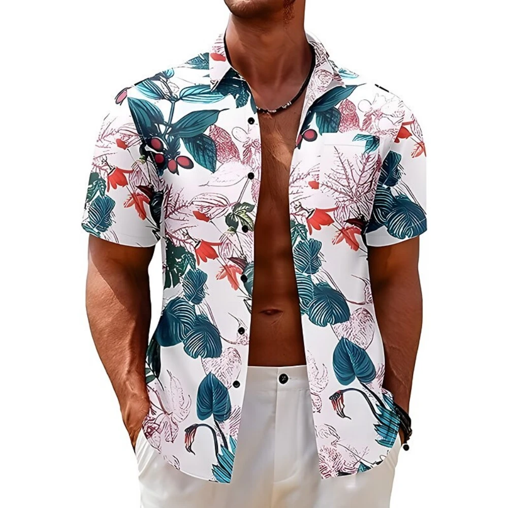 

Flower Element Shirt For Men3d Fashion Printed Men's Clothing Leisure Vacation Street Hawaiian Shirt Loose Oversized Men's Shirt
