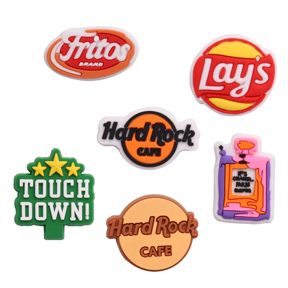 

1-6 шт. ПВХ фирменный логотип Croc Jibz Пряжка Кофе рок еда духи силиконовые Croc аксессуары в виде тапочек сандалии украшение обуви