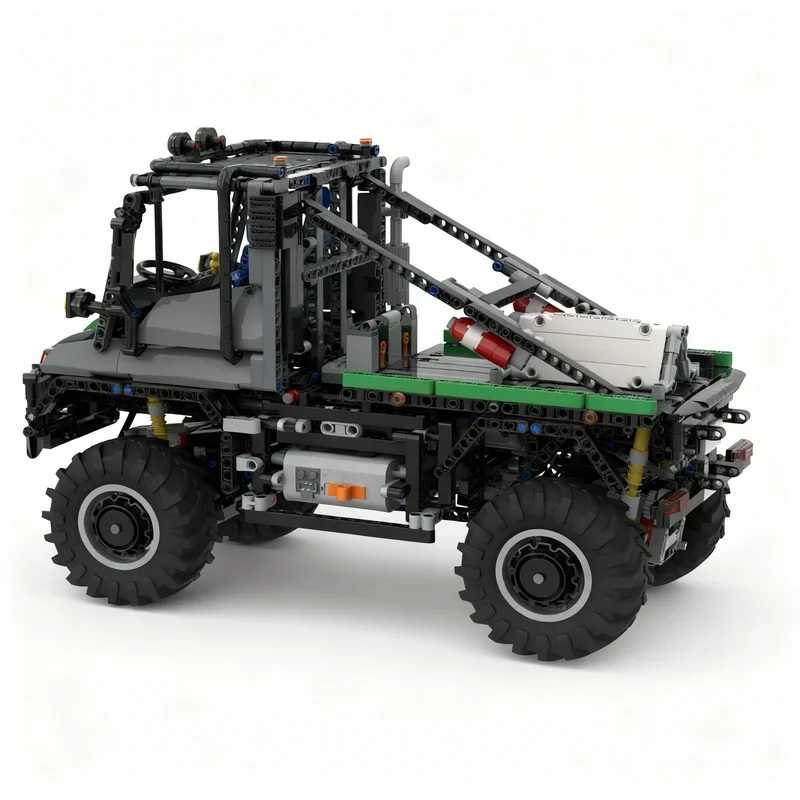 Фото 1979 деталей MOC Unimog Trial Truck RC с дифференциальным блокированием Zetros, техническая модель, строительные блоки, конструктор, подарки на фестиваль, игрушки, кирпичики №3