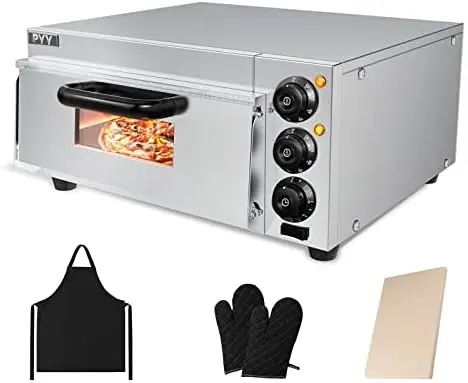 

Pizza Oven Countertop Indoor Pizza Ovens Pizza Cooker 2000W Commercial Pizza Oven with Pizza Stone and Timer Silver