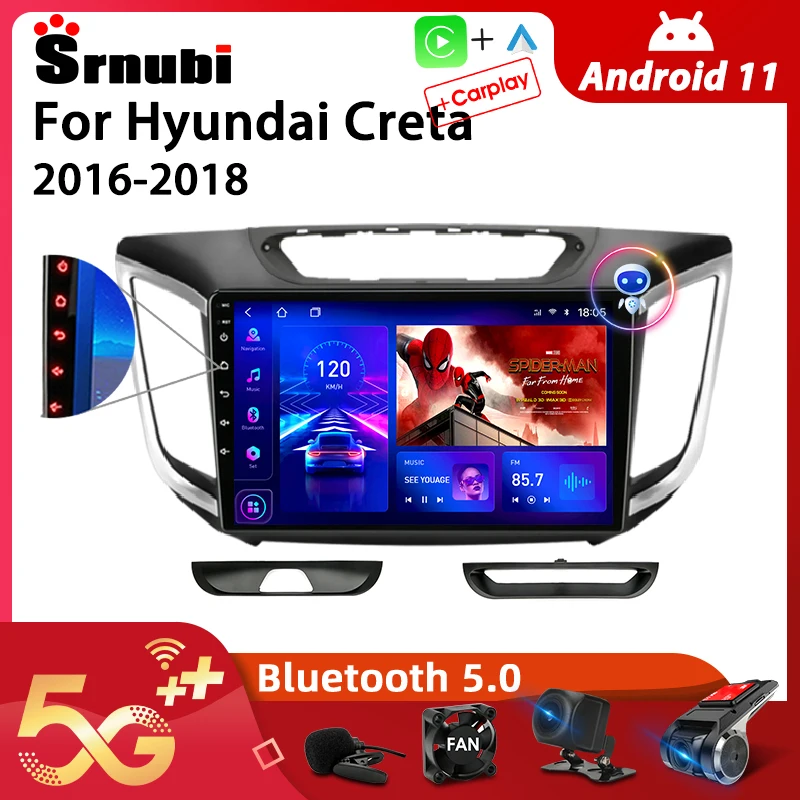 Srnubi Android 11.0 Car Radio For Hyundai Creta 2016-2018 Multimedia Video Player 2Din 4G GPS Navigation Carplay DVD Head unit