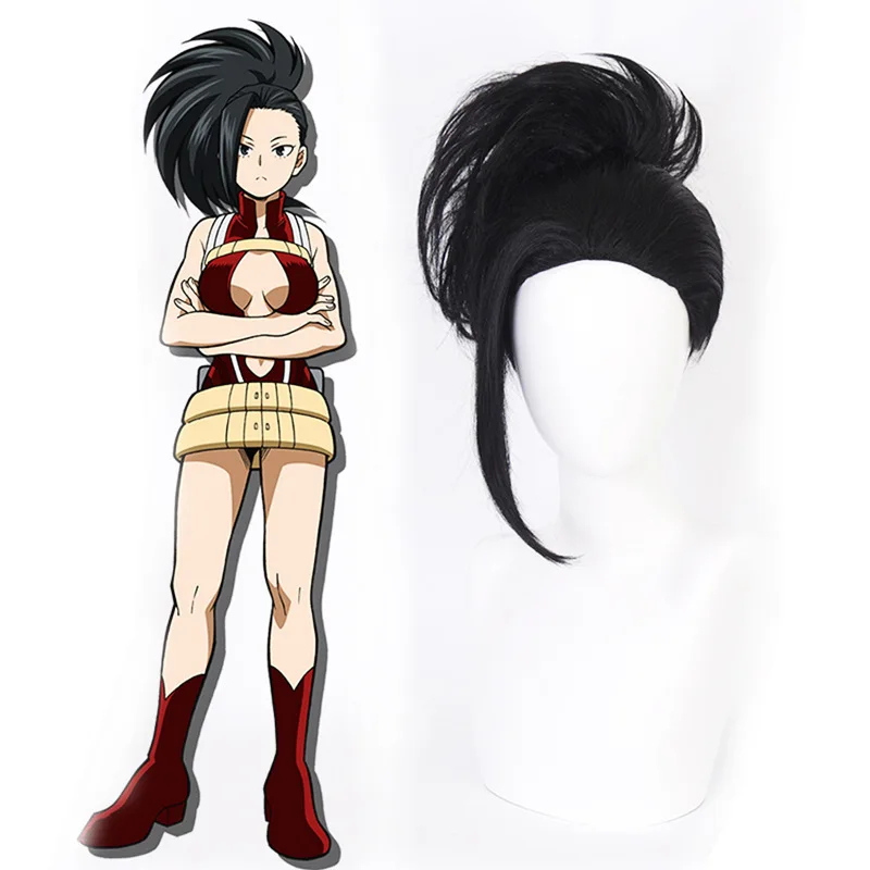 

My Hero Academia Boku No Hiro Akademia Momo Yaoyorozu Black Cosplay Wig Katsuki Baku No Hero Cos Custome
