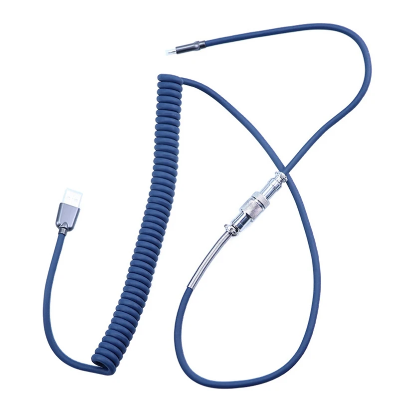 

NEW-USB Coiled Cable Pilot Connector Mechables Type C Coiling Keyboard Cable For Mechanical Keyboard GH60 GK61 GK64